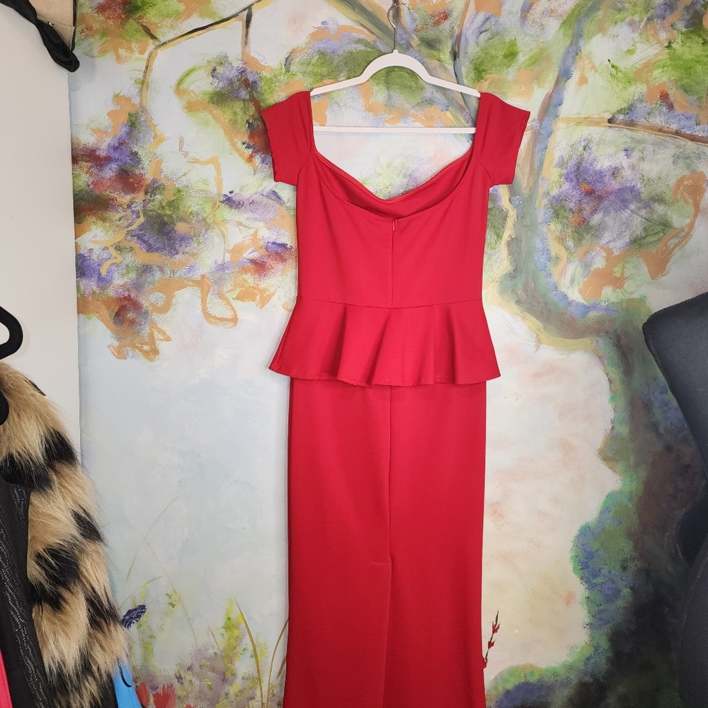 NWOT Red MAXI Dress with Peplum Style Skirt - Picture 8 of 14